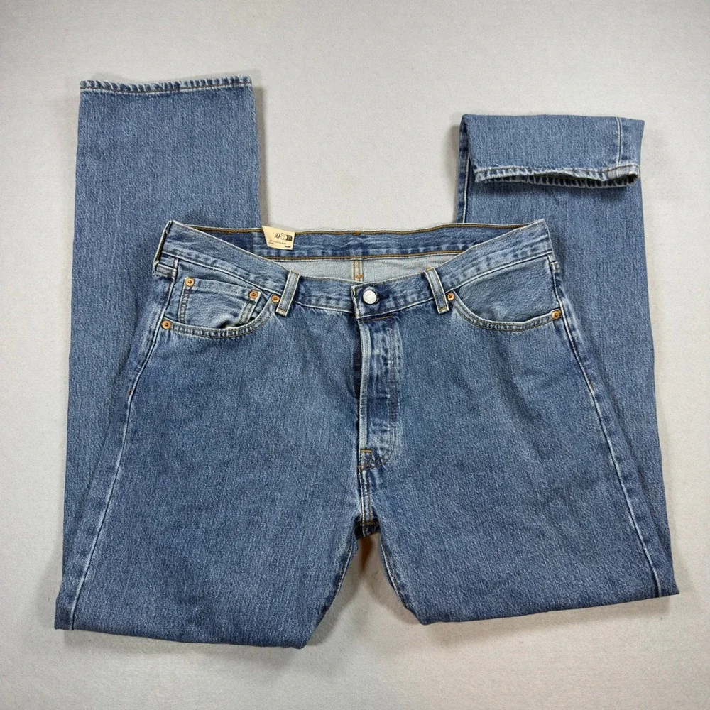 Levi's 501 Original Fit Jeans Mens 36x34 Blue Medium Wash Straight Leg Denim NWT
